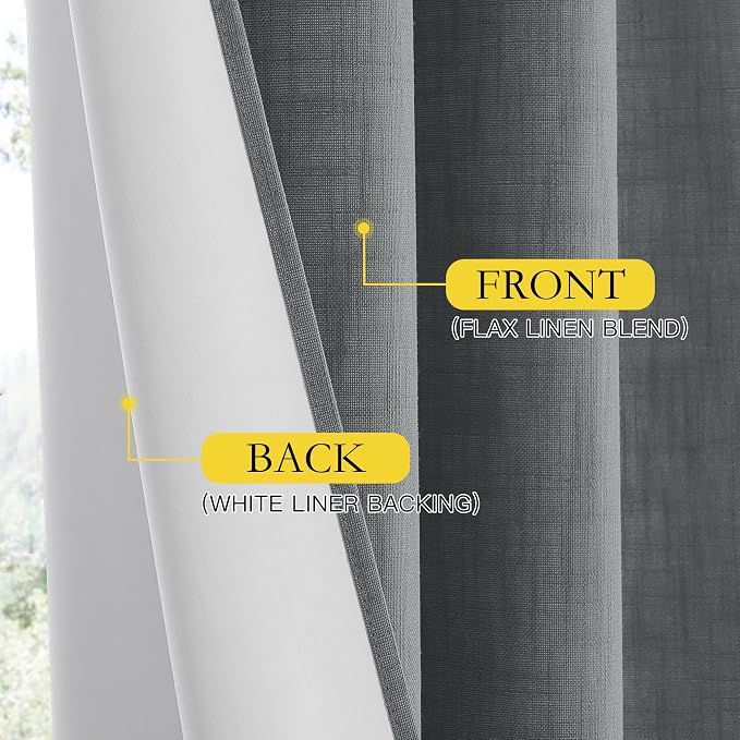 NICETOWN 100% Blackout Linen Texture Curtains 90 inches Long, Dove Grey - Image 5