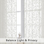 OWENIE Furman Ivory Sheer Curtains 45 Inch Length 2 Panels Set - Image 3