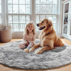 ONASAR Tie-Dyed Light Grey Round Area Rug 4ft, Ultra Soft Bedroom Circle Rugs - Image 5