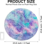 Tie Dye Rainbow Round Rugs Small 2x2 ft Fluffy Circle Rug Furry Carpet Shaggy - Image 2