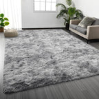 Large Shag Area Rugs 9 x 12, Tie-Dyed Plush Fuzzy Rugs by Deerhoo