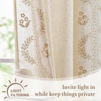 jinchan Belrose Linen Floral Cafe Curtains 45 Inch Length Embroidered Farmhouse - Image 6