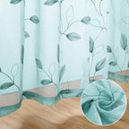 HOMEIDEAS Turquoise Aqua Sheer Curtains 52 X 63 Inches Length 2 Panels - Image 3