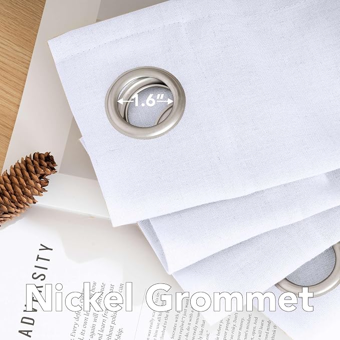 H.VERSAILTEX Living Room Linen Semi Sheer Curtains Nickel Grommet Curtains - Image 5