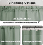 Chyhomenyc Sage Green Valance for Windows, Light Filtering Faux Linen Solid - Image 5