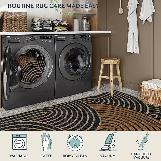 Lahome Enfys Modern Rainbow Easy Jute Carpet, Washable Rugs 5x7 - Image 3