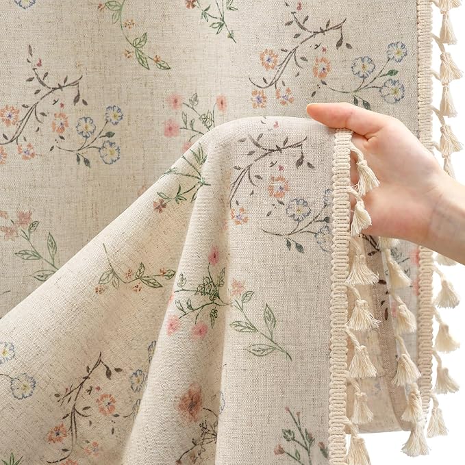 Boho Floral Spring Light Filtering Curtains 96 Inch Length 2 Panels Set - Image 3