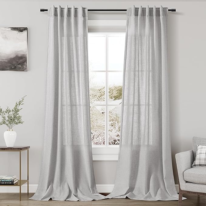 Nanspring Grey Linen Boho Curtains by Nanspring