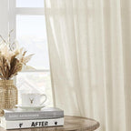 Joydeco Linen Curtains 2 Panel Set, Light Filtering, Ivory Linen Curtains 90 - Image 6