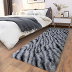 Soft Runner Rugs for Bedroom Hallways, 2x6 Black and White Fluffy Shag Throw - Image 5