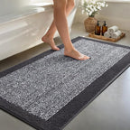 48x24 Long Bathroom Rugs Washable Non Slip, Dark Grey Bath Mat by Unknown