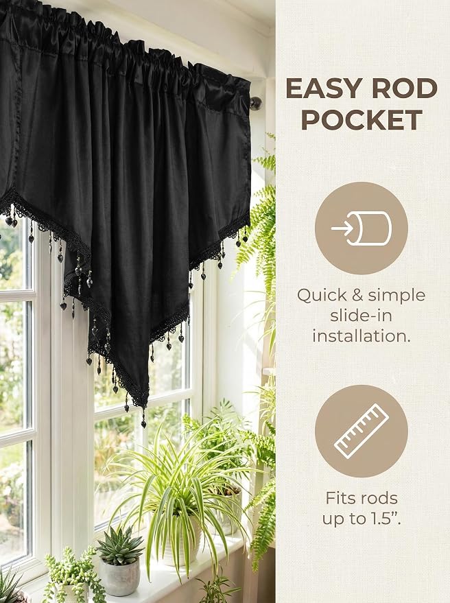 Molaxhome Swag Curtain 51 inch Length Rod Pocket Scalloped Curtain Valance - Image 6