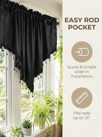 Molaxhome Swag Curtain 51 inch Length Rod Pocket Scalloped Curtain Valance - Image 6
