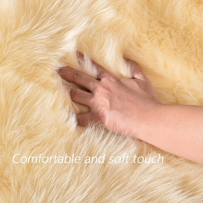 Latepis Yellow Rug for Bedroom 3x5 Area Bedside Rug Faux Sheepskin Fur Rugs for - Image 4