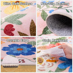 Round Area Rug for Living Room: 4 ft Floral Washable Circle Rug Soft Boho - Image 6