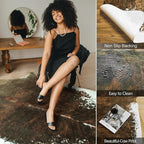 AROGAN Premium Faux Cowhide Rug 4.6 x 5.2 Feet, Sturdy and Large Size Cow Print - Image 3