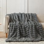 COOVA Faux Fur Throw Blanket for Couch, Cozy Soft and Fuzzy Plush Rabbit Fur - Image 2