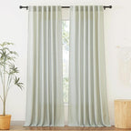 RYB HOME Green Linen Curtains Extra 70 inches Widith, Light Filtering Privacy by RYBHOME