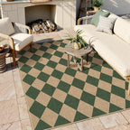 Lahome Colette Checkered Outdoor Rug 5x7, Washable Rug - Image 2