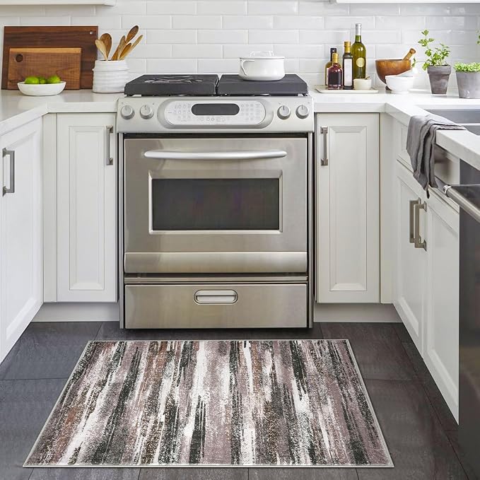 Lansny Modern Abstract Entryway Rug Indoor 2x3 Washable Rug Non-Slip Soft Small - Image 2