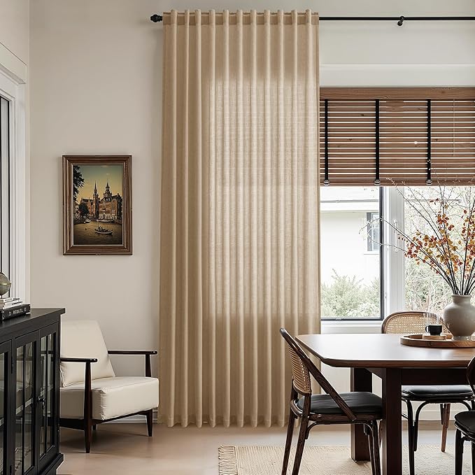 Sand Beige Linen Curtains 132 Inch Length - Image 8