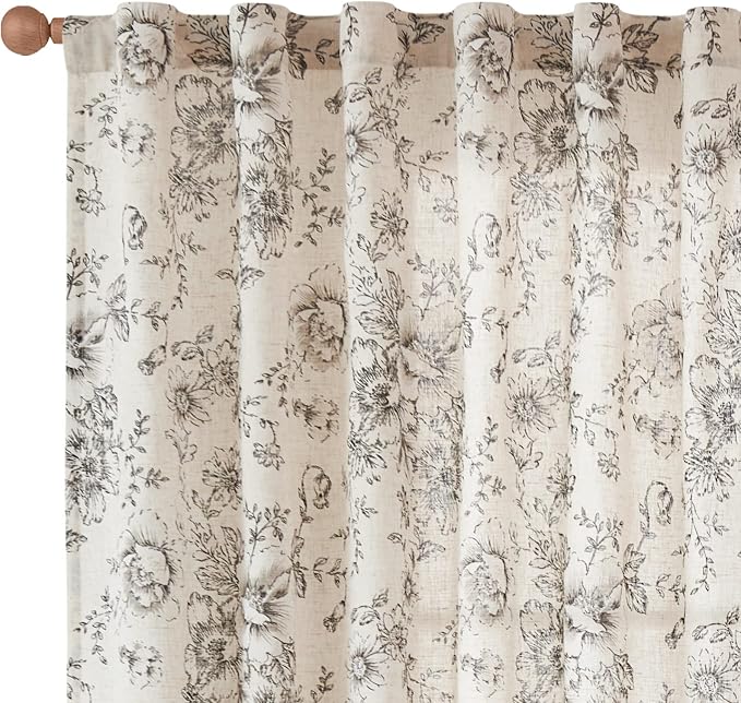 jinchan Linen Floral Curtains Extra Wide - Image 8