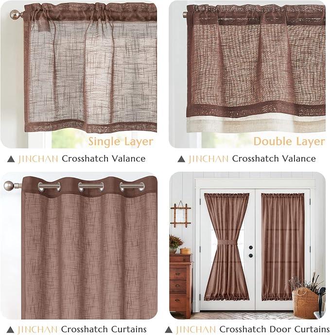jinchan Linen Valance for Farmhouse Living Room Windows 16 Inch Slubbed Crossed - Image 7