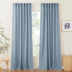 RYB HOME Sheer Curtains 84 inche Long, Dusty Blue Rod Pocket & Back Tab Light by RYBHOME