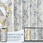 jinchan Floral Curtains 90 Inch Length Blue Flower Linen Farmhouse Curtain - Image 6