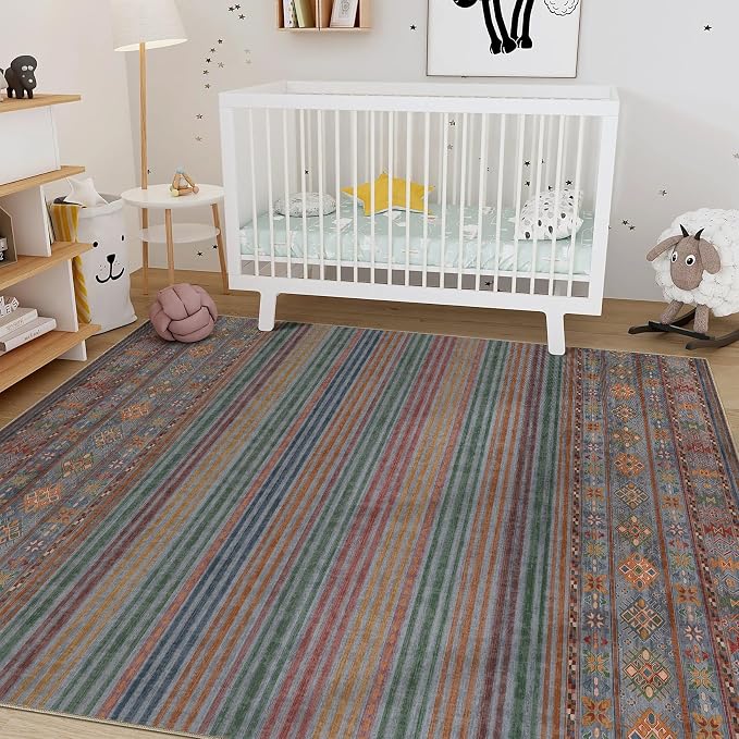 Nakagishi 7X9 Area Rugs Living Room: Washable Large Vintage Rug Neutral - Image 8