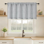 OVZME Grey Valance for Windows, Light Filtering Faux Linen Textured Small Cafe by OVZME