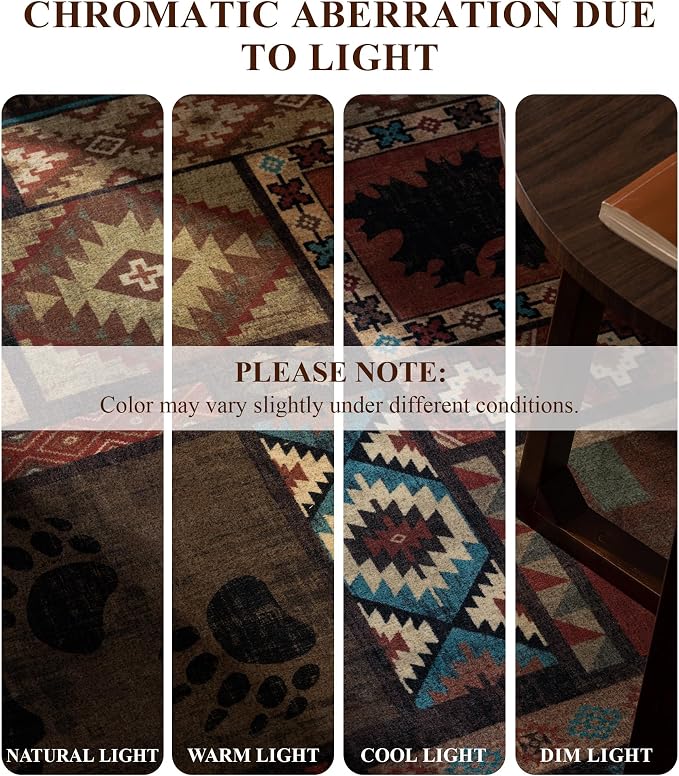 YIHOUSE Rustic Cabin Area Rug 8x10, Machine Washable Lodge Bear Rug, Non-Slip - Image 4