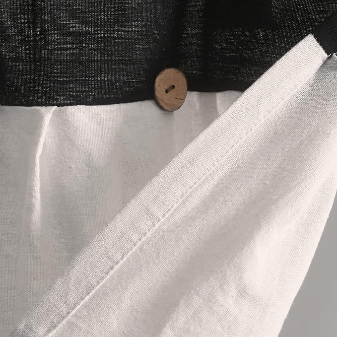 Lush Decor Linen Button Farmhouse Valance Curtians 52"W x 18"L Black & White - Image 5