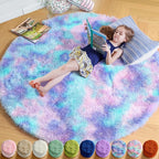 Amdrebio Purple Rainbow Round Rug 4Ft by Amdrebio