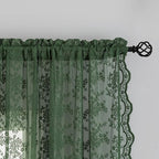 YJ YANJUN Vintage Lace Curtains 72 Inches Long-Victorian Floral Pattern Dark - Image 3