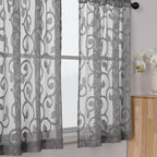 OWENIE Furman Cafe Curtains 30 Inch Length 2 Panels Set, Elegant Geometric by OWENIE