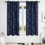 Deconovo Blackout Curtains, Thermal Insulated Soundproof Drapes, Branch Silver - Image 2