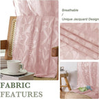 Lecloud Leia Clip Textured Sheer Blush Curtains 45 Inch Length 2 Panels - Image 3