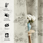Yakamok Grey Floral Linen Curtains - Image 2