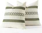 MIULEE Set of 2 Moss Green Boho Decorative Pillow Covers 18x18 Inch Farmhouse - Image 7