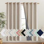 NICETOWN Oatmeal Bedroom Full Blackout Linen Curtain Panels Set of 2, Thick by NICETOWN