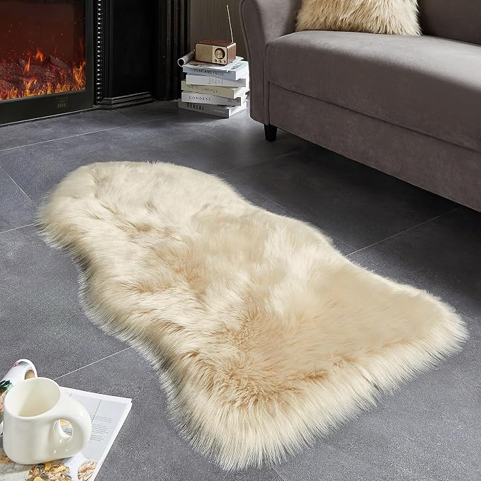 AMTOVO Faux Fur Rug, Fluffy Sheepskin Rug, Fuzzy Ultra Soft 2 x 4 ft Shag Rugs - Image 2