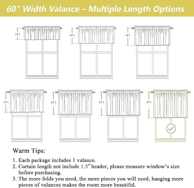 Black Valances for Windows, Light Filtering Faux Linen Textured Small Short - Image 3