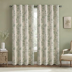 Floral Blackout Curtains Sage Green Printed Curtains Floral Blackout Curtains - Image 2