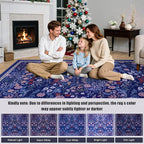 Area Rugs 9x12 Living Room: Floral Washable Rug Vintage Large Soft Boho - Image 9