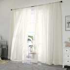 OWENIE Sheer Curtains 84 Inches Long 2 Panels Set, Ivory Sheer Curtain by OWENIE