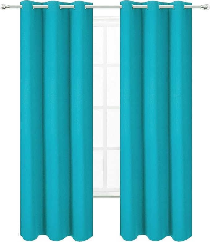 LEMOMO Teal Thermal Blackout Curtains/42 x 95 Inch/Set of 2 Panels Room - Image 2