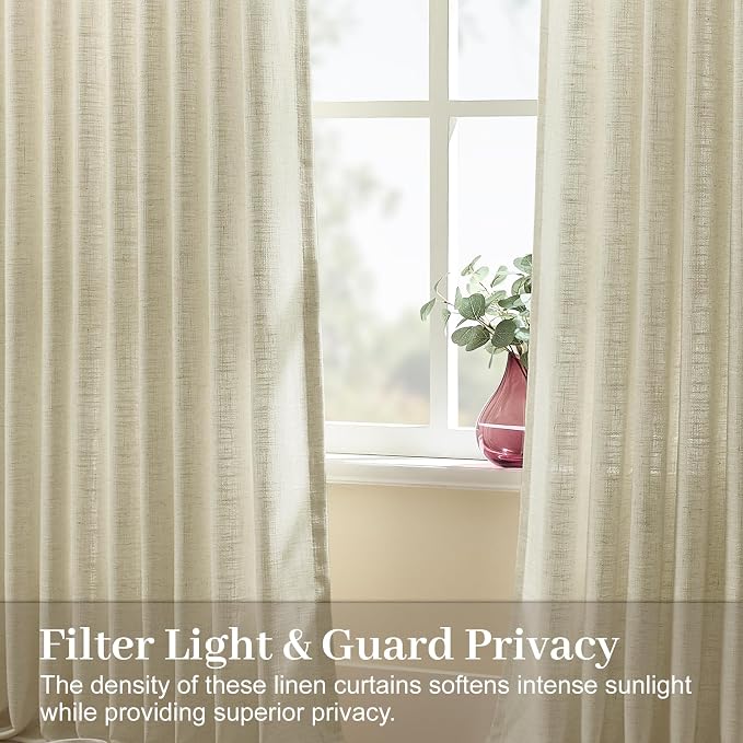 IVAPUPU Linen Pinch Pleated 84 Inch Curtains - Image 2