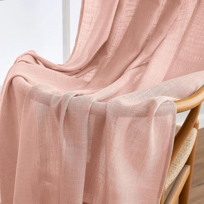 MIULEE Blush Pink Linen Curtains 90 Inch Long 2 Panels - Image 6