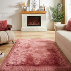 AMTOVO Faux Fur Sheepskin Rug for Living Room, 4 x 6 ft Blush Pink Fluffy Area - Image 2